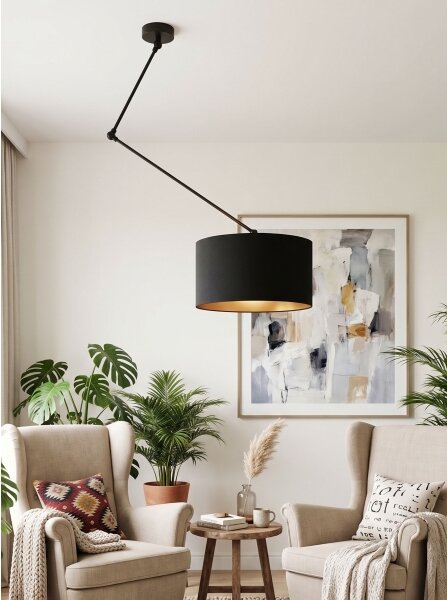 LED Nastavitelný lustr na tyči GORTA 1xE27/60W/230V černá/zlatá