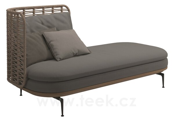 Gloster Relaxační postelový díl levostranný s vysokou opěrkou Mistral, Gloster, 204x94x102 cm, rám teak a lakovaný hliník barva Meteor, výplet barva Koala, včetně sedáku a opěrných polštářů, kat. B