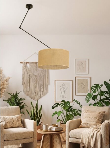 LED Nastavitelný lustr na tyči GORTA 1xE27/60W/230V juta