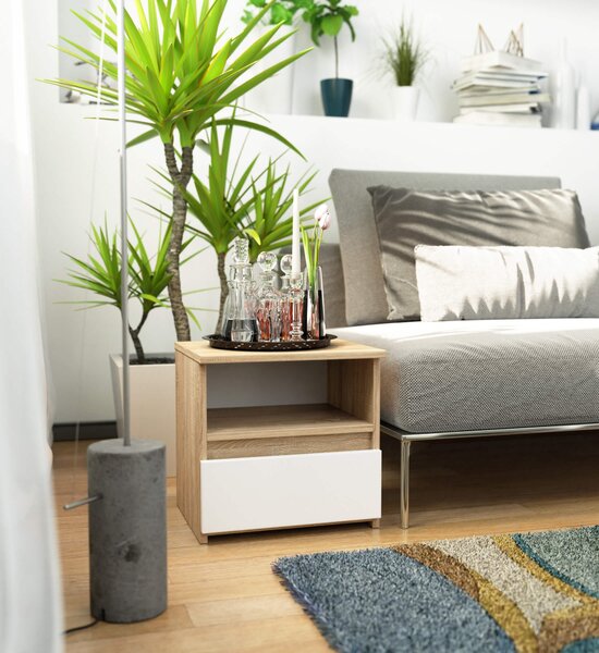 Ak furniture Noční stolek CL1 40 cm dub sonoma/bílý