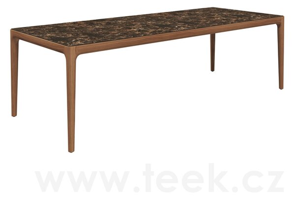 Gloster Jídelní stůl Lima, Gloster, obdélníkový 244x100x74,5 cm, rám teak, deska keramika dekor Nero