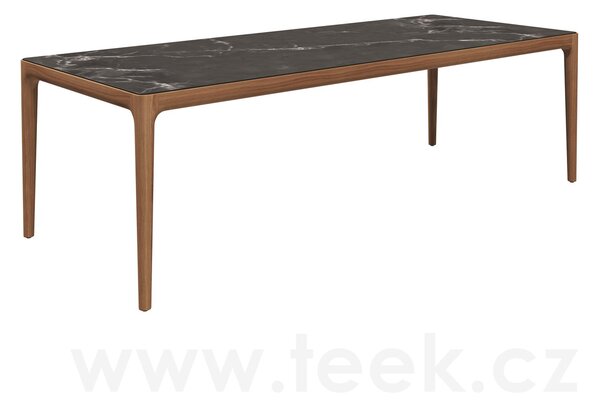 Gloster Jídelní stůl Lima, Gloster, obdélníkový 244x100x74,5 cm, rám teak, deska keramika dekor Nero