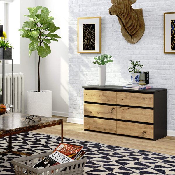 Ak furniture Komoda CL6 100 cm grafitově šedá/dub artisan