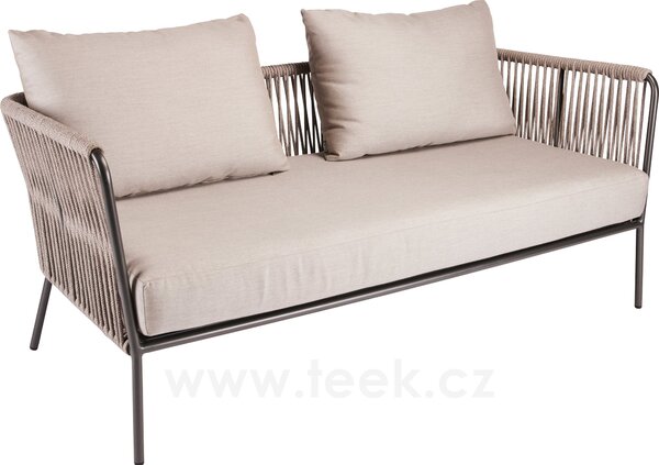Stern 2-místná pohovka Marla, Stern, 164x76x78 cm, rám lakovaný hliník anthracite, lankový výplet barva Salt, včetně sedáku a opěrných polštářů barva Grey brown