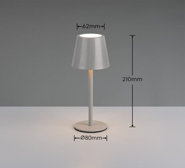 TRIO Reality R55961177 DIAZ dotyková stolní lampička v210mm SMD LED 1,6W/160lm 2700-6500K IP44 šedá