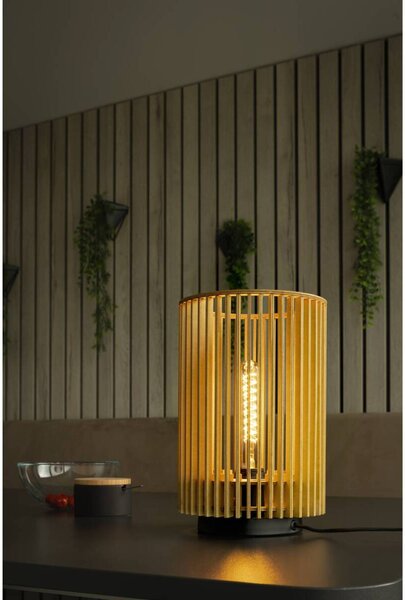 BIG WHITE SLV WUD TL E27, stolní lampa, válcové, 1 x max. 40 W, přírodní 1010402