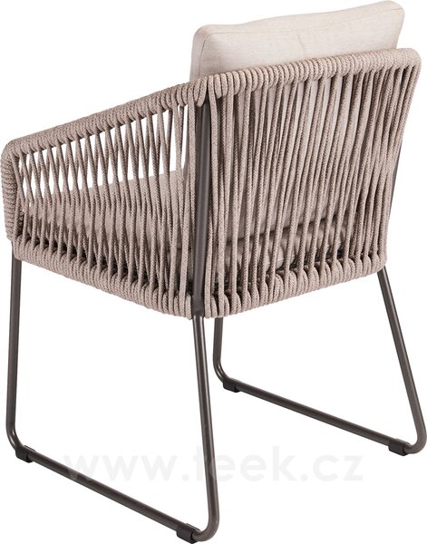Stern Jídelní křeslo skid Marla, Stern, 60x65x88 cm, rám lakovaný hliník anthracite, lankový výplet barva Salt, včetně sedáku a opěrného polštáře barva Grey brown