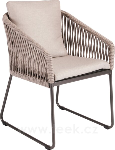 Stern Jídelní křeslo skid Marla, Stern, 60x65x88 cm, rám lakovaný hliník anthracite, lankový výplet barva Salt, včetně sedáku a opěrného polštáře barva Grey brown