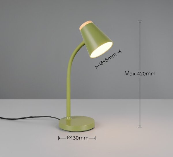 TRIO Reality R55831115 PONGO stolní lampička v360mm SMD LED 4,5W/500lm 3000K zelená