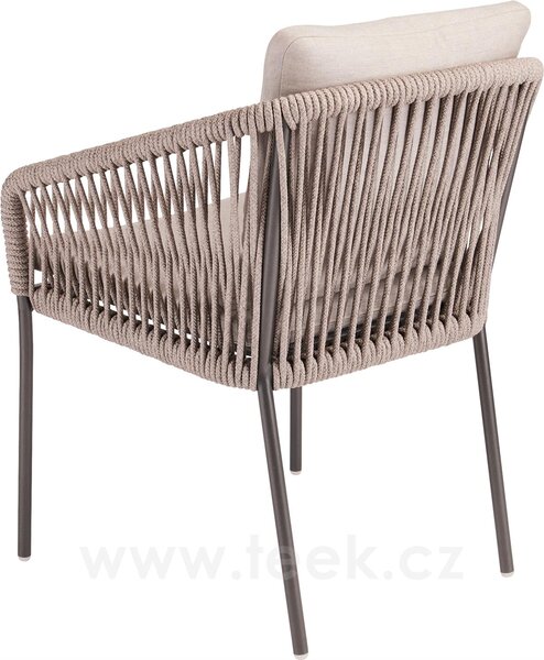 Stern Jídelní křeslo Marla, Stern, 63x65x88 cm, rám lakovaný hliník anthracite, lankový výplet barva Salt, včetně sedáku a opěrného polštáře barva Grey brown