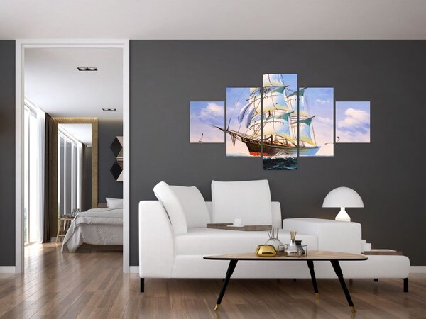 Obraz lodě na vlnách (125x70 cm)