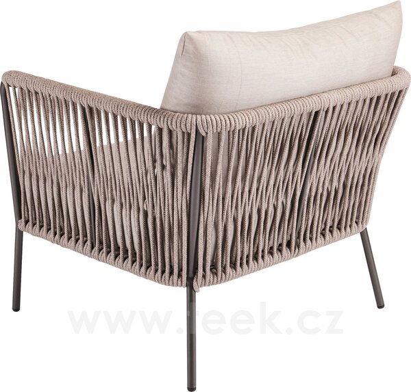 Stern Nízké křeslo Marla, Stern, 84x76x78 cm, rám lakovaný hliník anthracite, lankový výplet barva Salt, včetně sedáku a opěrného polštáře barva Grey brown