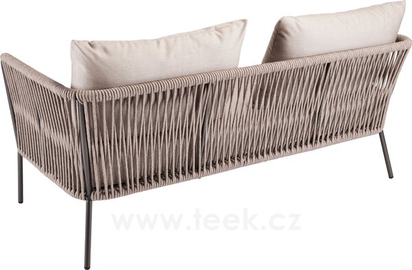 Stern 2-místná pohovka Marla, Stern, 164x76x78 cm, rám lakovaný hliník anthracite, lankový výplet barva Salt, včetně sedáku a opěrných polštářů barva Grey brown