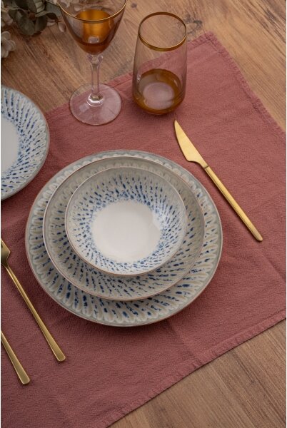 Jídelní sada 24 ks modrá/béžová/porcelán
