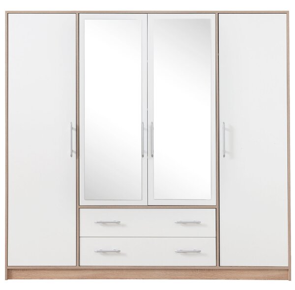 SMART sb | šatní skříň SRL1 + nástavec SRN1 + zrcadlo | 200 cm | sonoma/bílá