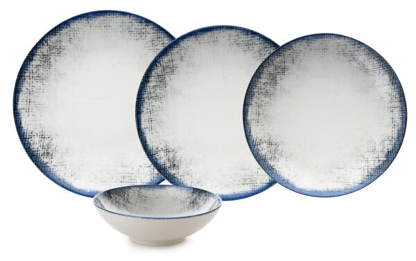 Jídelní sada 24 ks bílá/modrá/porcelán