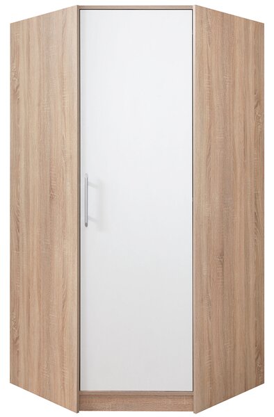 SMART sb | rohová šatní skříň SR4 | 95x95 cm | UNI dvířka | sonoma/bílá