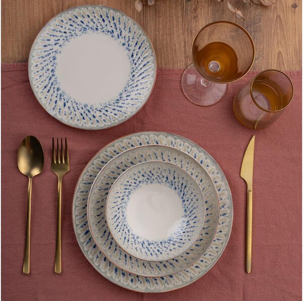 Jídelní sada 24 ks modrá/béžová/porcelán