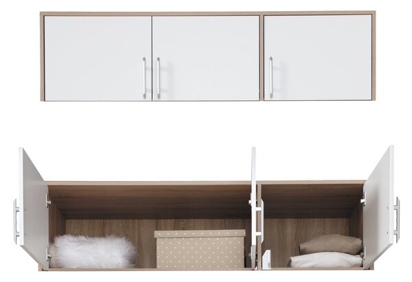 SMART sb | šatní skříň SRL2 + nástavec SRN2 + zrcadlo | 150 cm | sonoma/bílá