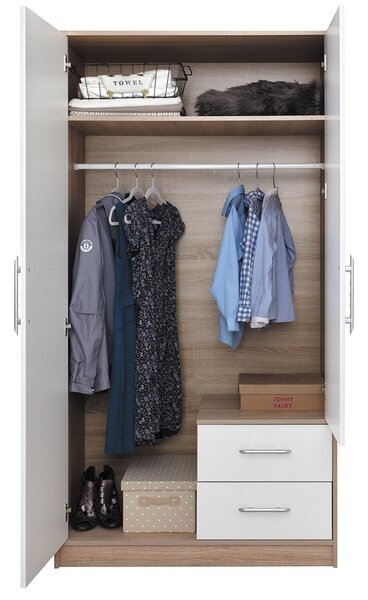 SMART sb | šatní skříň SRL3 + zrcadlo | 100 cm | sonoma/bílá