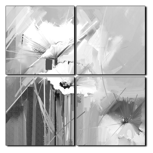 Obraz na plátně - Abstraktní malba, jarní květiny reprodukce- čtverec 3269QE (60x60 cm)