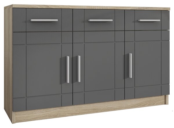 Komoda Paris 3F3S | 103,4 cm | sonoma/grafit MDF