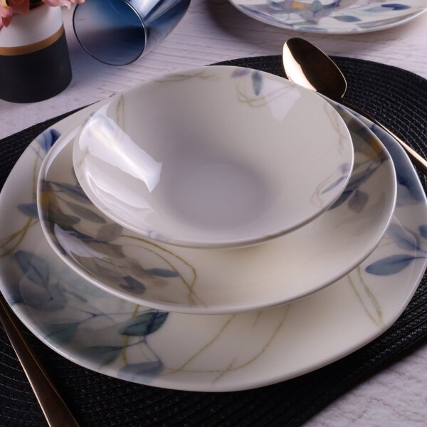Jídelní sada 24 ks bílá/modrá/porcelán