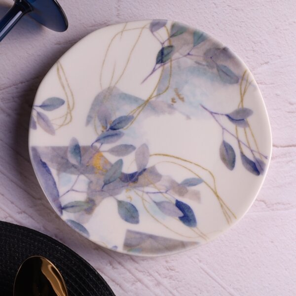 Jídelní sada 24 ks bílá/modrá/porcelán
