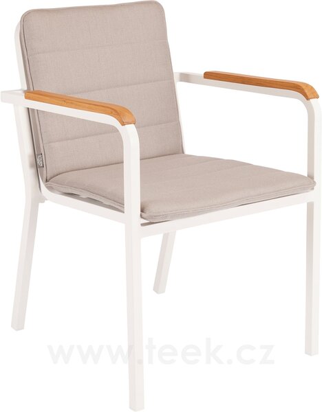 Stern Jídelní křeslo Pepe, Stern, 58x63x80 cm, rám lakovaný hliník black matt, teakové područky, včetně celopotahu barva Silk grey