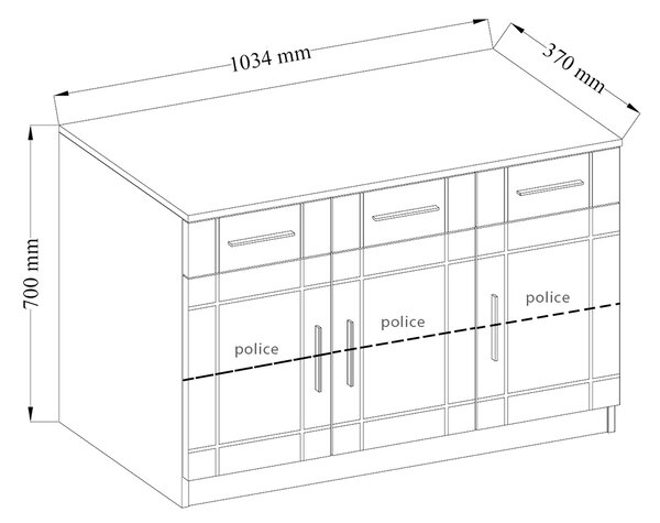 Komoda Paris 3F3S | 103,4 cm | sonoma/grafit MDF