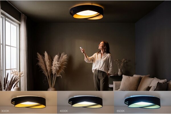LED Stm. stropní svítidlo SM. GALAXY M. LED/24W/230V pr. 55 cm černá/zlatá + DO