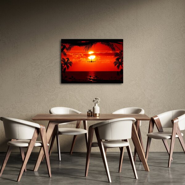 Obraz - západ slunce s letadlem (70x50 cm)