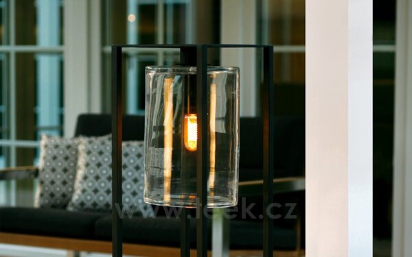 Royal Botania Venkovní lampa Dome Move, Royal Botania, 30x30x112 cm, rám hliník anthracite, clear glass, 4 W, napájení kabelem, vč. LED žárovky
