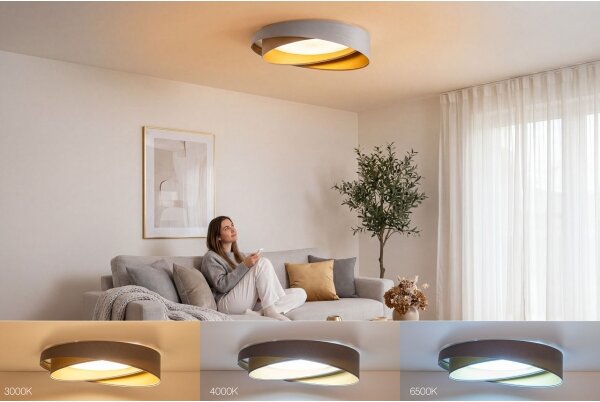 LED Stm. stropní svítidlo SM. GALAXY M. LED/24W/230V pr. 55 cm šedá/zlatá + DO