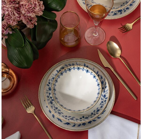 Jídelní sada 18 ks bílá/modrá/porcelán