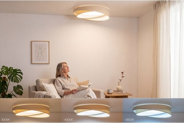 LED Stm. stropní svítidlo SM. GALAXY M. LED/24W/230V pr. 55 cm krémová/bílá + DO