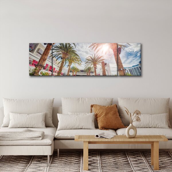 Obraz - palmy s bazénem (170x50 cm)