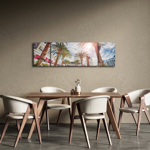 Obraz - palmy s bazénem (170x50 cm)