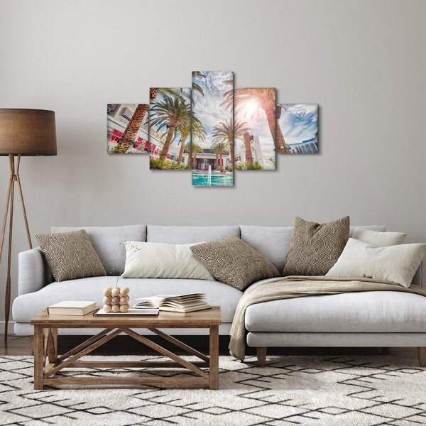 Obraz - palmy s bazénem (125x70 cm)