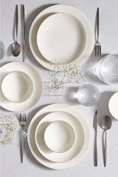 Jídelní sada 18 ks bílá/stříbrná/porcelán