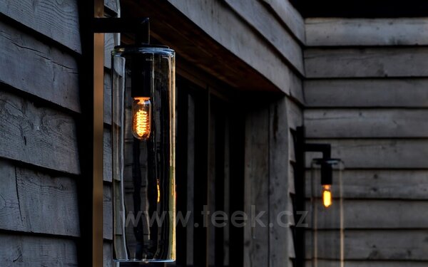Royal Botania Venkovní světlo nástěnné Dome Wall, Royal Botania, 20x20x72 cm, rám hliník anthracite, clear glass, 4 W, napájení kabelem, vč. LED žárovky