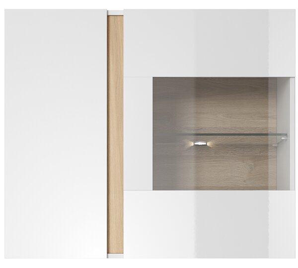 ARCO | závěsná vitrína 96 | 96,5 cm | bílá mat/lesk/dub grandson