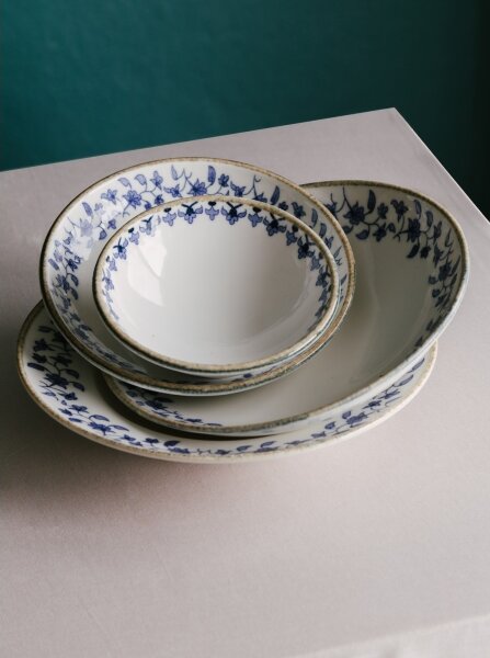 Jídelní sada 18 ks bílá/modrá/porcelán
