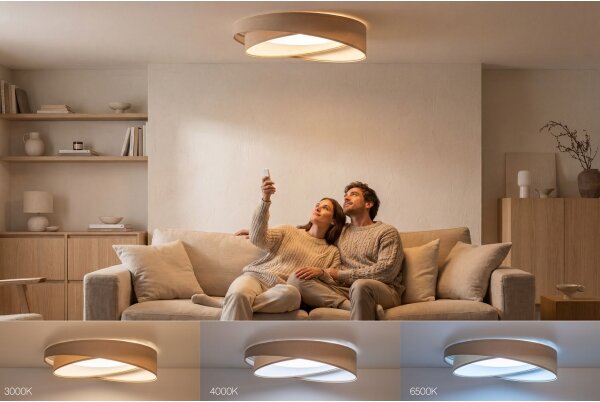 LED Stm. stropní svítidlo SM. GALAXY M. LED/24W/230V pr. 55 cm béžová/bílá + DO
