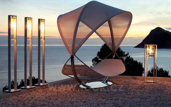Royal Botania Venkovní lampa Dome Move, Royal Botania, 30x30x112 cm, rám hliník anthracite, clear glass, 4 W, napájení kabelem, vč. LED žárovky