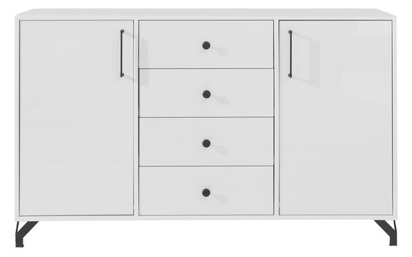 Obývací stěna BERGEN D | 4 díly | 320 cm | bílá mat/bílá lesk