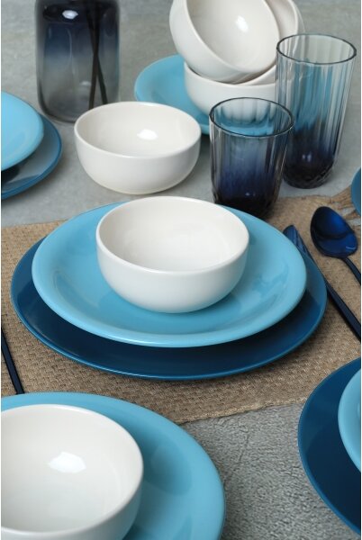 Jídelní sada 18 ks modrá/bílá/keramika