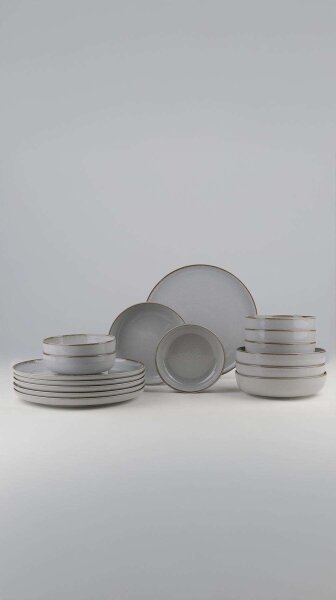 Jídelní sada 18 ks šedá/porcelán