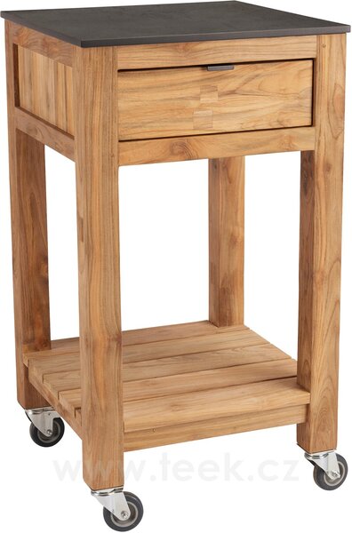 Stern Příborník Hilda, Stern, 50x50x91 cm, rám old teak, deska HPL, Smoky, včetně koleček a 1 šuplíku