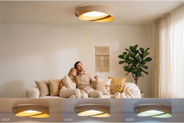 LED Stm. stropní svítidlo SM. GALAXY M. LED/24W/230V pr. 55 cm béžová/zlatá + DO